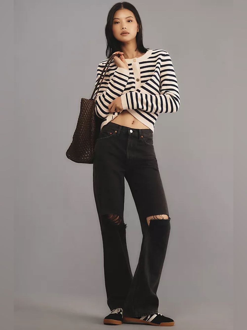 Re/Done High Rise Loose Jeans Washed Black Size 26